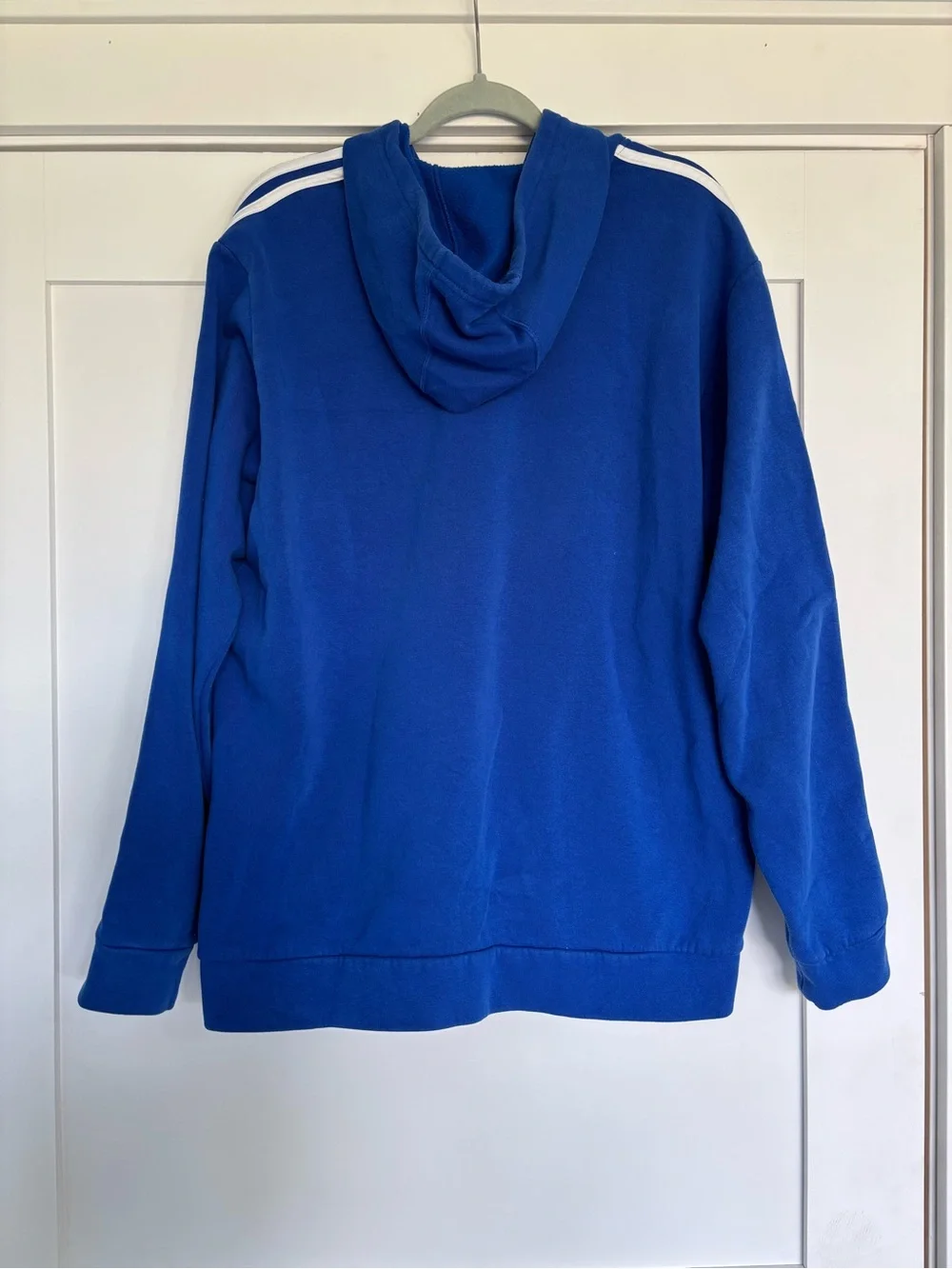 adidas Blue Pullover Hoodie with White Stripes